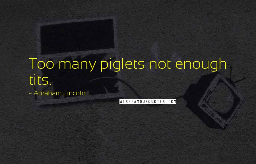 Abraham Lincoln Quotes: Too many piglets not enough tits.