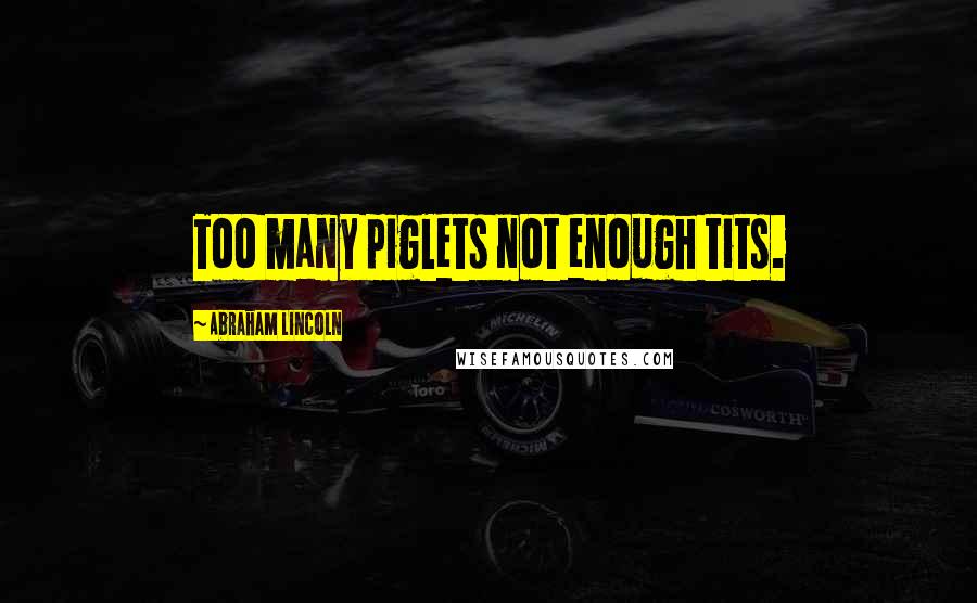 Abraham Lincoln Quotes: Too many piglets not enough tits.