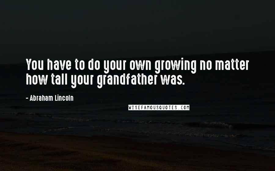 Abraham Lincoln Quotes: You have to do your own growing no matter how tall your grandfather was.