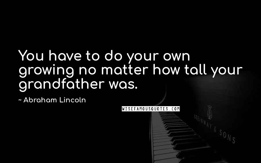 Abraham Lincoln Quotes: You have to do your own growing no matter how tall your grandfather was.