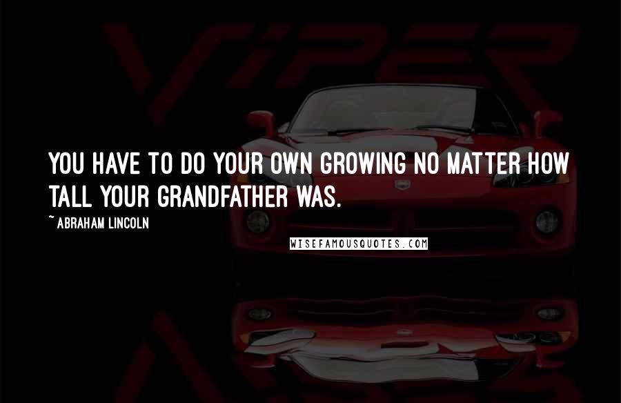 Abraham Lincoln Quotes: You have to do your own growing no matter how tall your grandfather was.