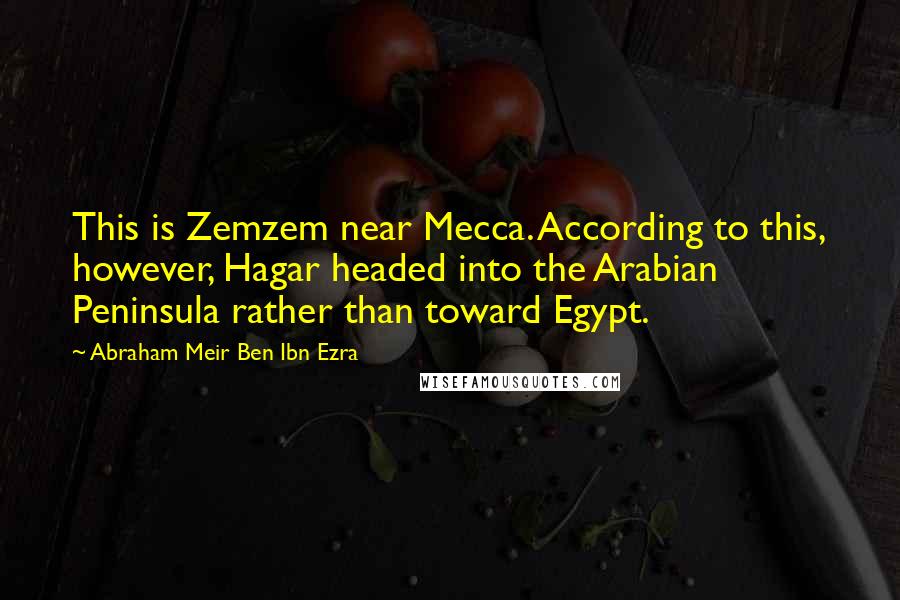 Abraham Meir Ben Ibn Ezra Quotes: This is Zemzem near Mecca. According to this, however, Hagar headed into the Arabian Peninsula rather than toward Egypt.