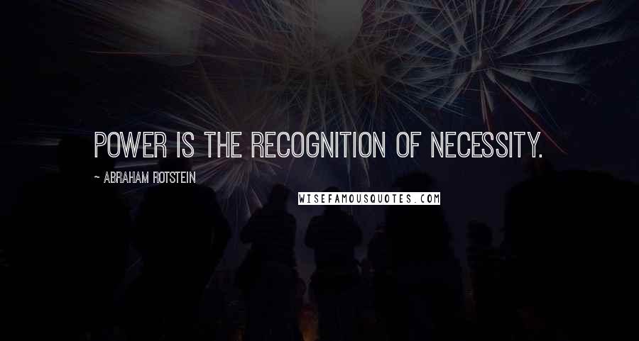 Abraham Rotstein Quotes: Power is the recognition of necessity.