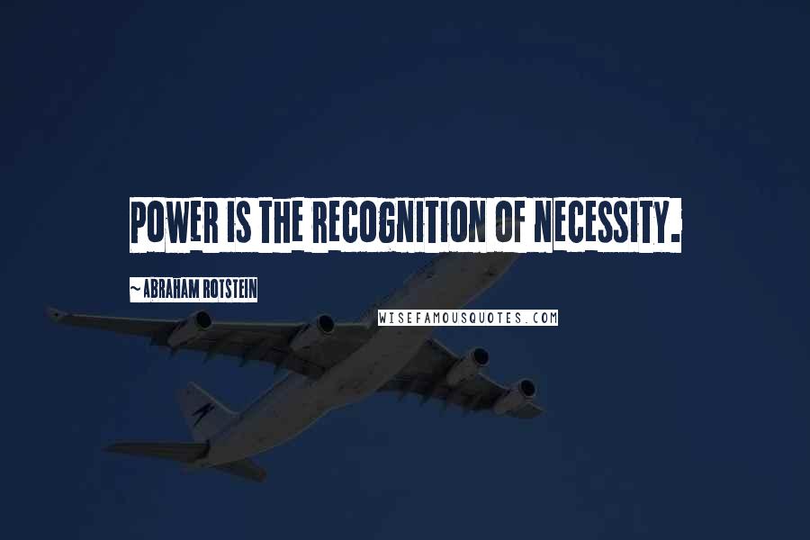 Abraham Rotstein Quotes: Power is the recognition of necessity.