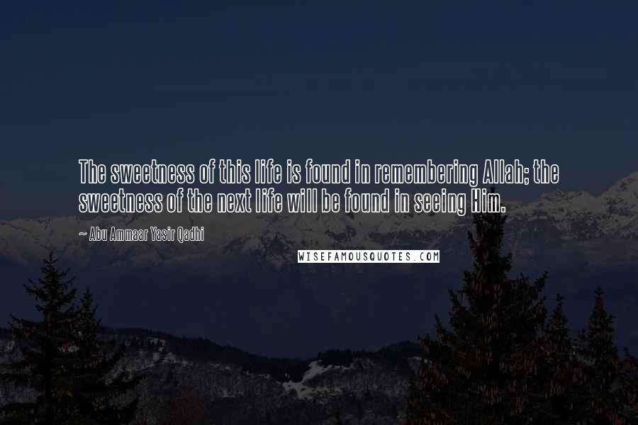 Abu Ammaar Yasir Qadhi Quotes: The sweetness of this life is found in remembering Allah; the sweetness of the next life will be found in seeing Him.