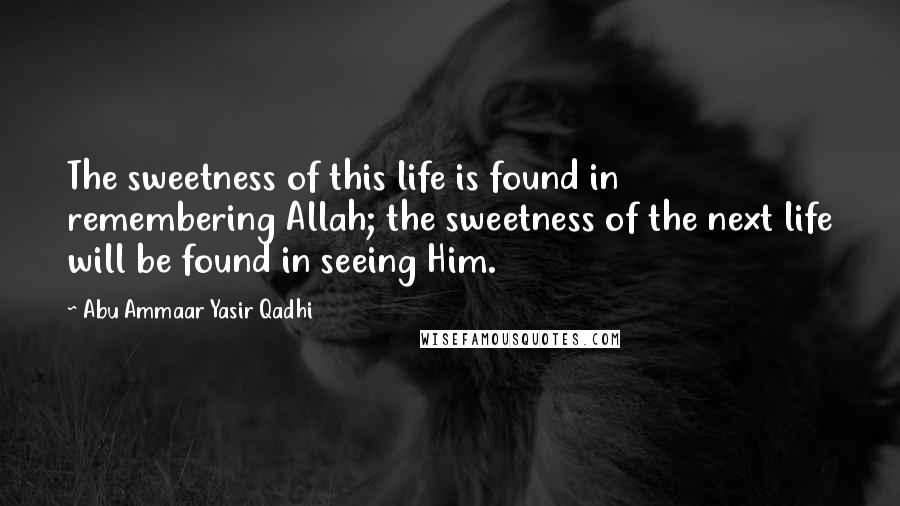 Abu Ammaar Yasir Qadhi Quotes: The sweetness of this life is found in remembering Allah; the sweetness of the next life will be found in seeing Him.