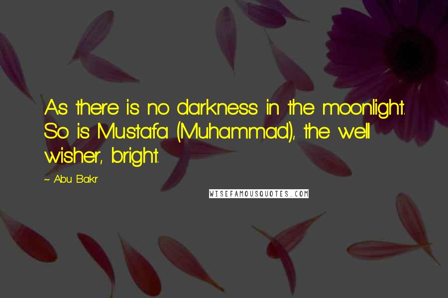 Abu Bakr Quotes: As there is no darkness in the moonlight. So is Mustafa (Muhammad), the well wisher, bright.