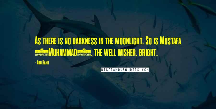 Abu Bakr Quotes: As there is no darkness in the moonlight. So is Mustafa (Muhammad), the well wisher, bright.