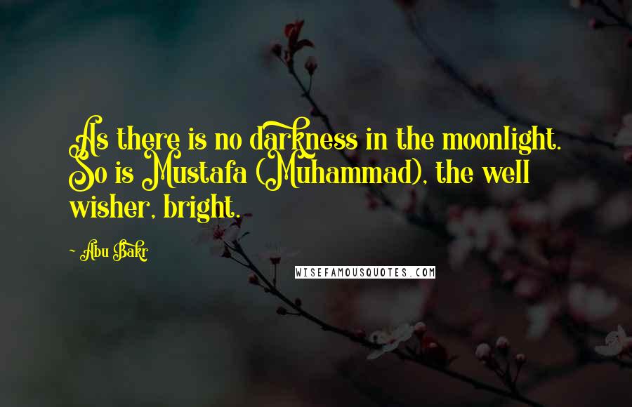 Abu Bakr Quotes: As there is no darkness in the moonlight. So is Mustafa (Muhammad), the well wisher, bright.