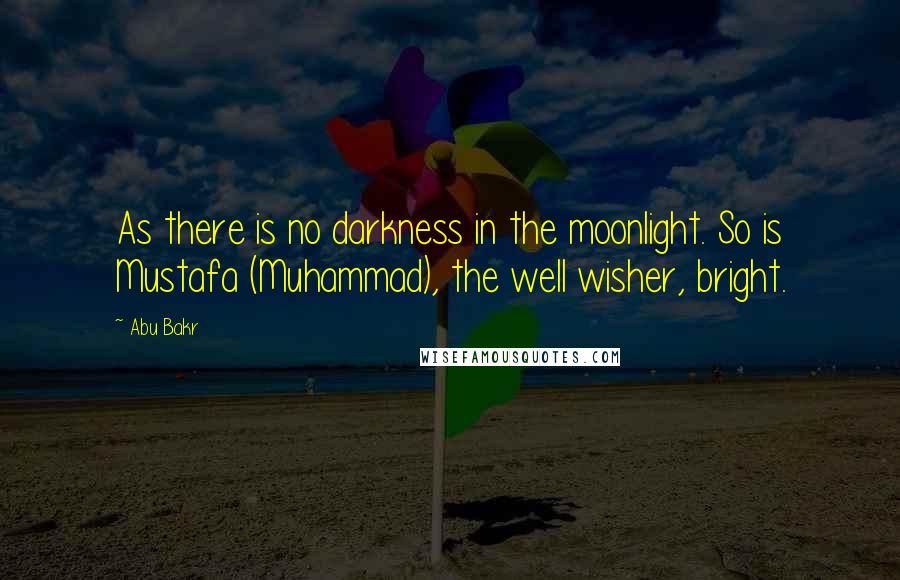 Abu Bakr Quotes: As there is no darkness in the moonlight. So is Mustafa (Muhammad), the well wisher, bright.