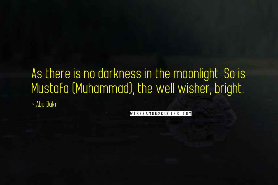 Abu Bakr Quotes: As there is no darkness in the moonlight. So is Mustafa (Muhammad), the well wisher, bright.