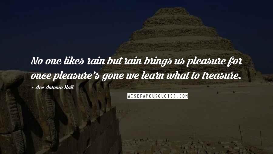 Ace Antonio Hall Quotes: No one likes rain but rain brings us pleasure for once pleasure's gone we learn what to treasure.