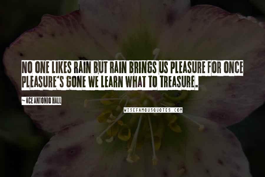 Ace Antonio Hall Quotes: No one likes rain but rain brings us pleasure for once pleasure's gone we learn what to treasure.