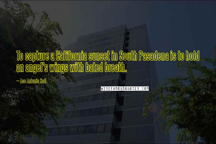 Ace Antonio Hall Quotes: To capture a California sunset in South Pasadena is to hold an angel's wings with bated breath.