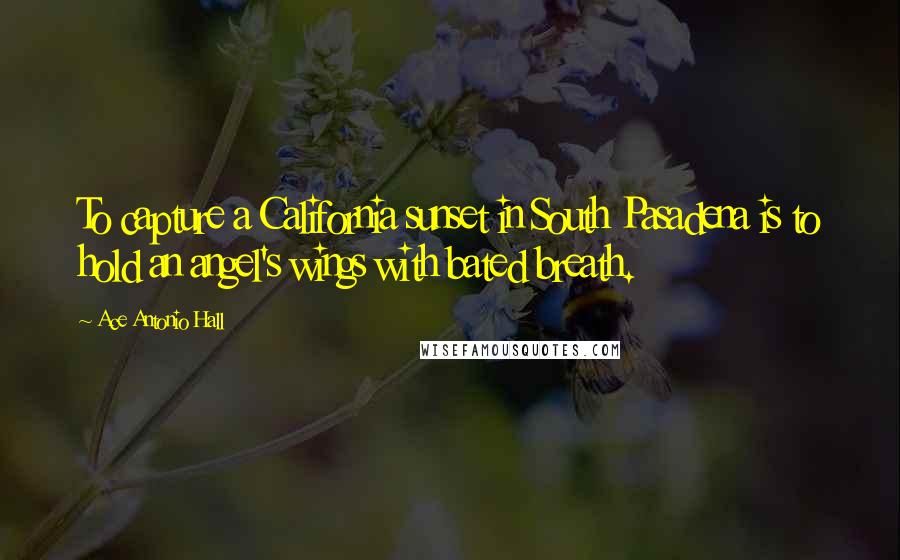 Ace Antonio Hall Quotes: To capture a California sunset in South Pasadena is to hold an angel's wings with bated breath.