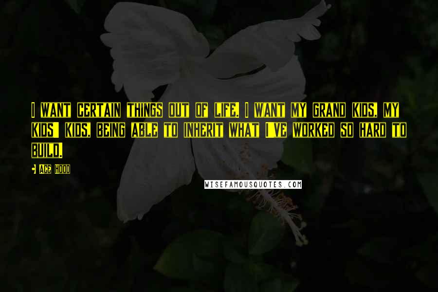 Ace Hood Quotes: I want certain things out of life. I want my grand kids, my kids' kids, being able to inherit what I've worked so hard to build.