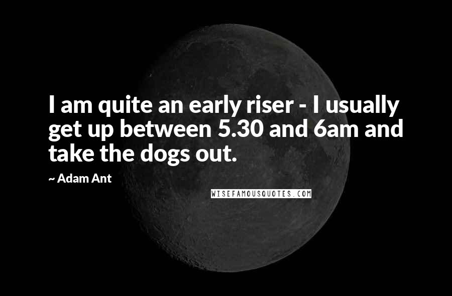 Adam Ant Quotes: I am quite an early riser - I usually get up between 5.30 and 6am and take the dogs out.
