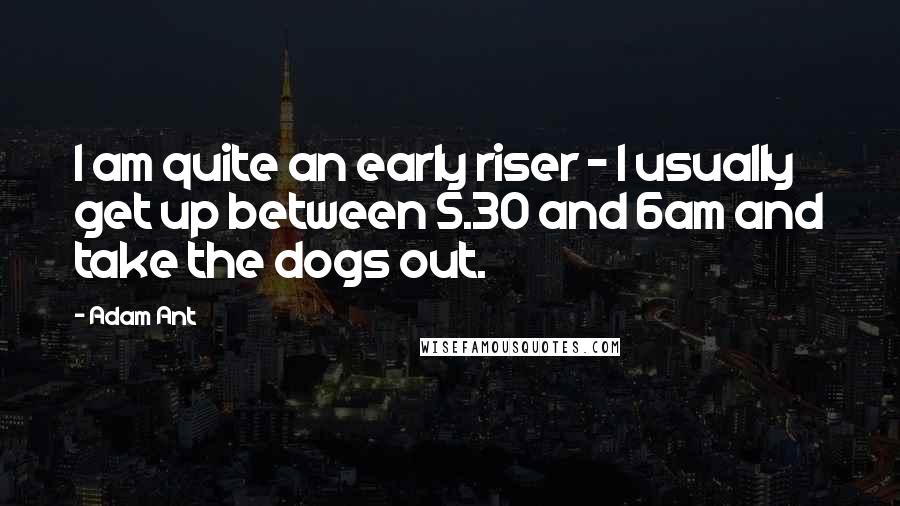 Adam Ant Quotes: I am quite an early riser - I usually get up between 5.30 and 6am and take the dogs out.