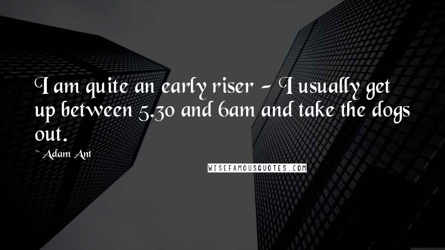 Adam Ant Quotes: I am quite an early riser - I usually get up between 5.30 and 6am and take the dogs out.