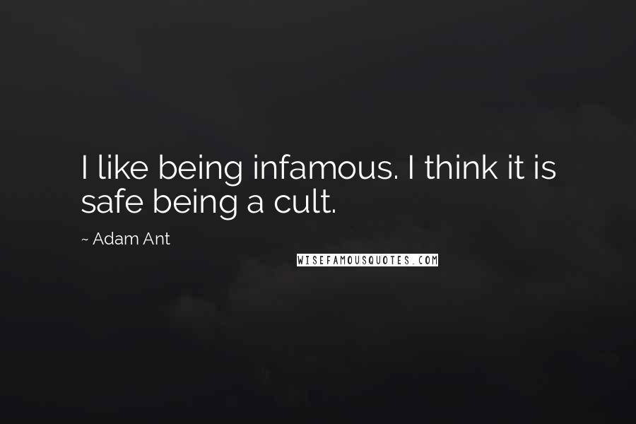 Adam Ant Quotes: I like being infamous. I think it is safe being a cult.