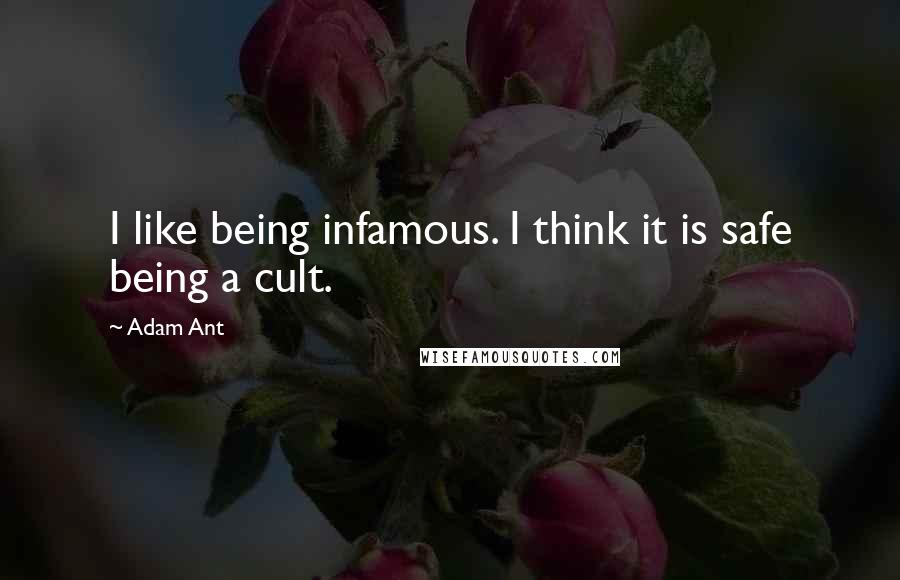 Adam Ant Quotes: I like being infamous. I think it is safe being a cult.