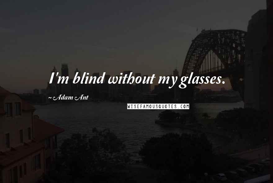 Adam Ant Quotes: I'm blind without my glasses.