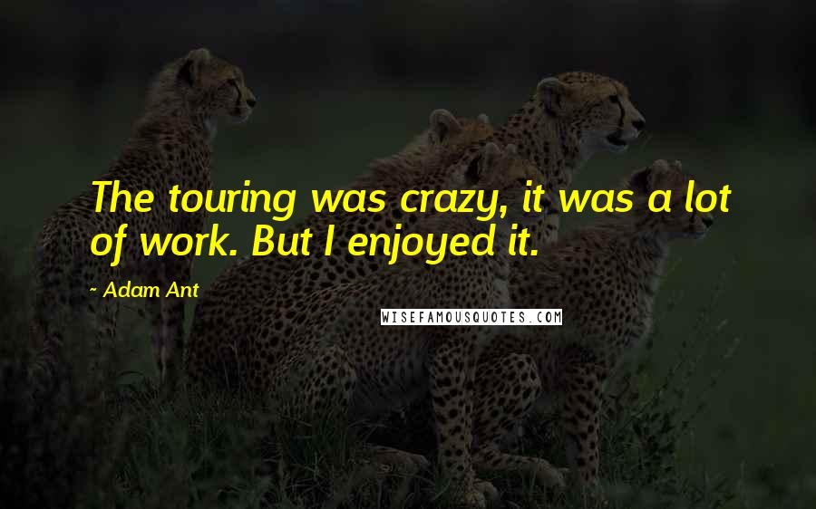 Adam Ant Quotes: The touring was crazy, it was a lot of work. But I enjoyed it.