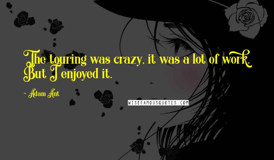 Adam Ant Quotes: The touring was crazy, it was a lot of work. But I enjoyed it.