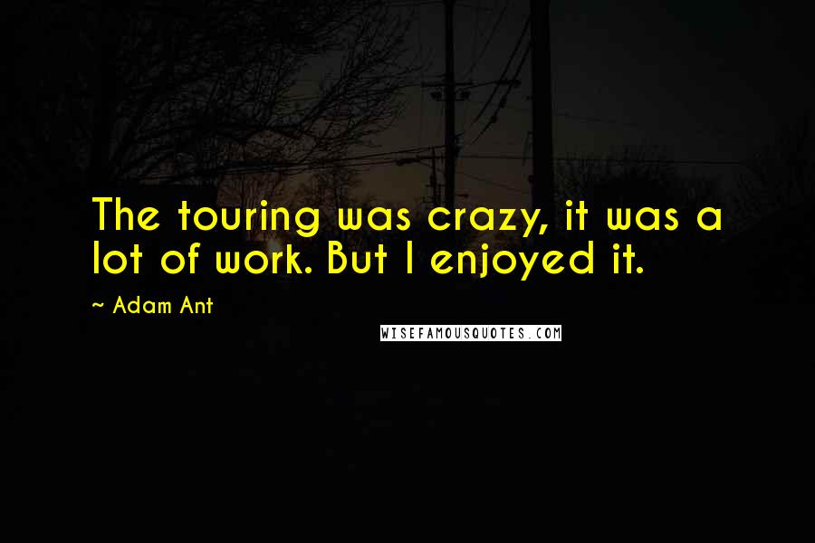 Adam Ant Quotes: The touring was crazy, it was a lot of work. But I enjoyed it.