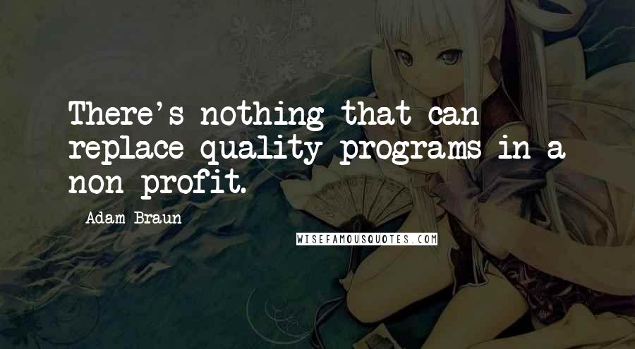Adam Braun Quotes: There's nothing that can replace quality programs in a non-profit.