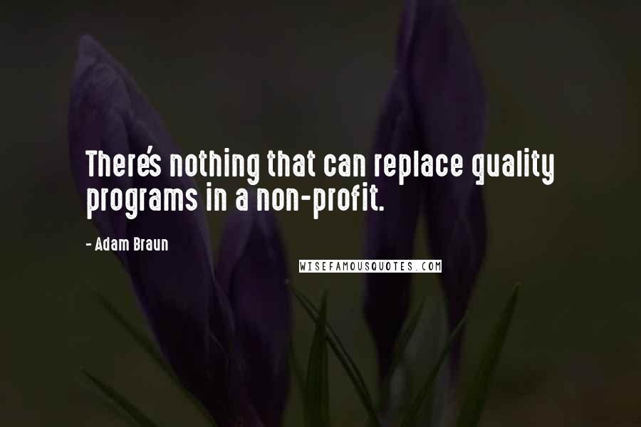 Adam Braun Quotes: There's nothing that can replace quality programs in a non-profit.