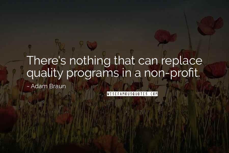 Adam Braun Quotes: There's nothing that can replace quality programs in a non-profit.