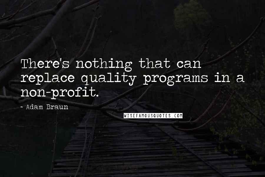 Adam Braun Quotes: There's nothing that can replace quality programs in a non-profit.