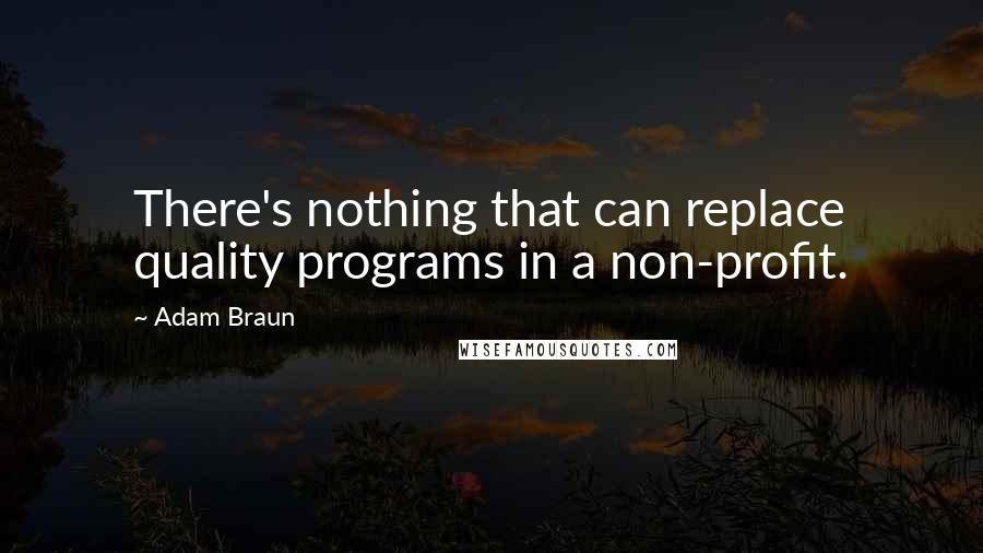 Adam Braun Quotes: There's nothing that can replace quality programs in a non-profit.