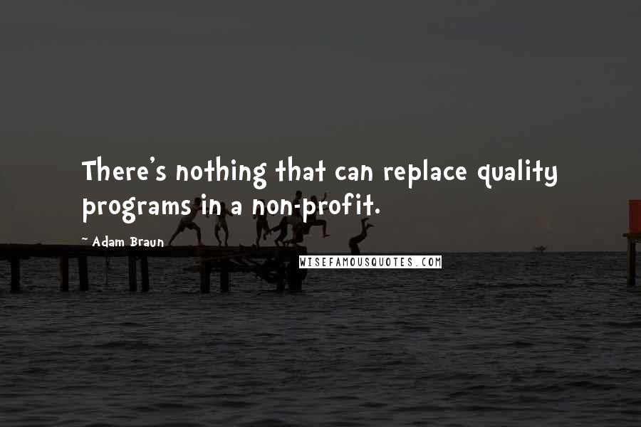 Adam Braun Quotes: There's nothing that can replace quality programs in a non-profit.