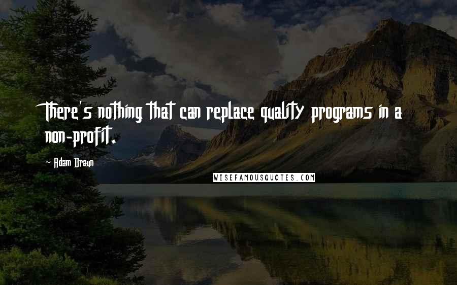 Adam Braun Quotes: There's nothing that can replace quality programs in a non-profit.