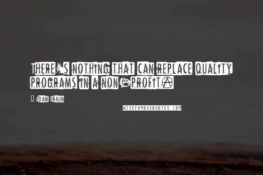 Adam Braun Quotes: There's nothing that can replace quality programs in a non-profit.