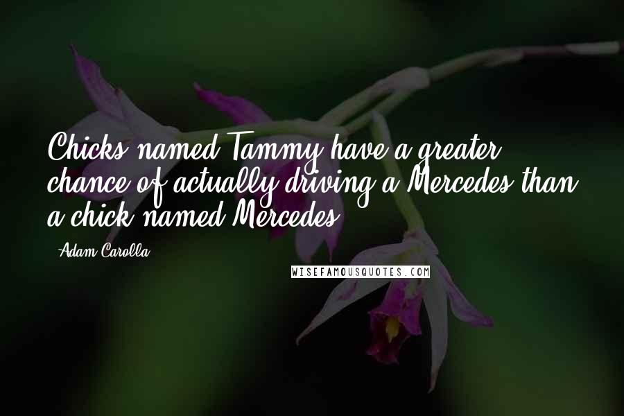 Adam Carolla Quotes: Chicks named Tammy have a greater chance of actually driving a Mercedes than a chick named Mercedes.