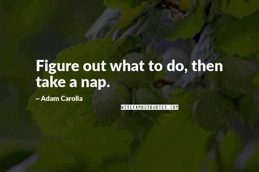 Adam Carolla Quotes: Figure out what to do, then take a nap.