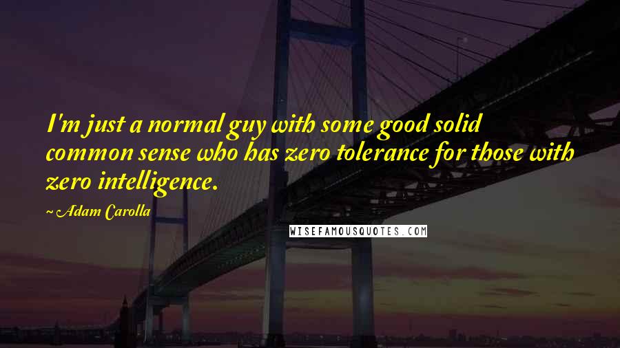 Adam Carolla Quotes: I'm just a normal guy with some good solid common sense who has zero tolerance for those with zero intelligence.