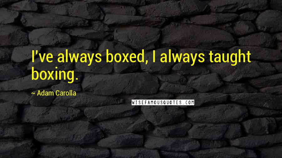 Adam Carolla Quotes: I've always boxed, I always taught boxing.