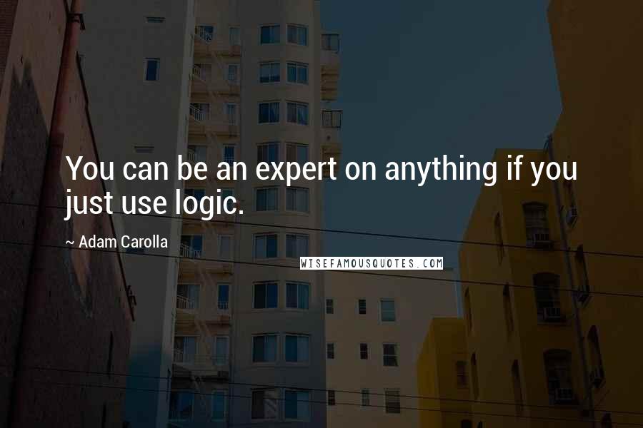 Adam Carolla Quotes: You can be an expert on anything if you just use logic.