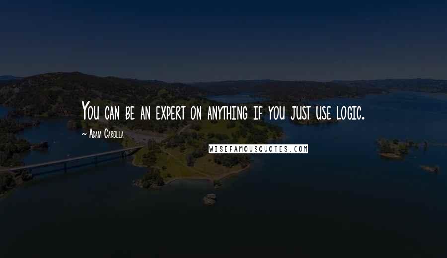 Adam Carolla Quotes: You can be an expert on anything if you just use logic.