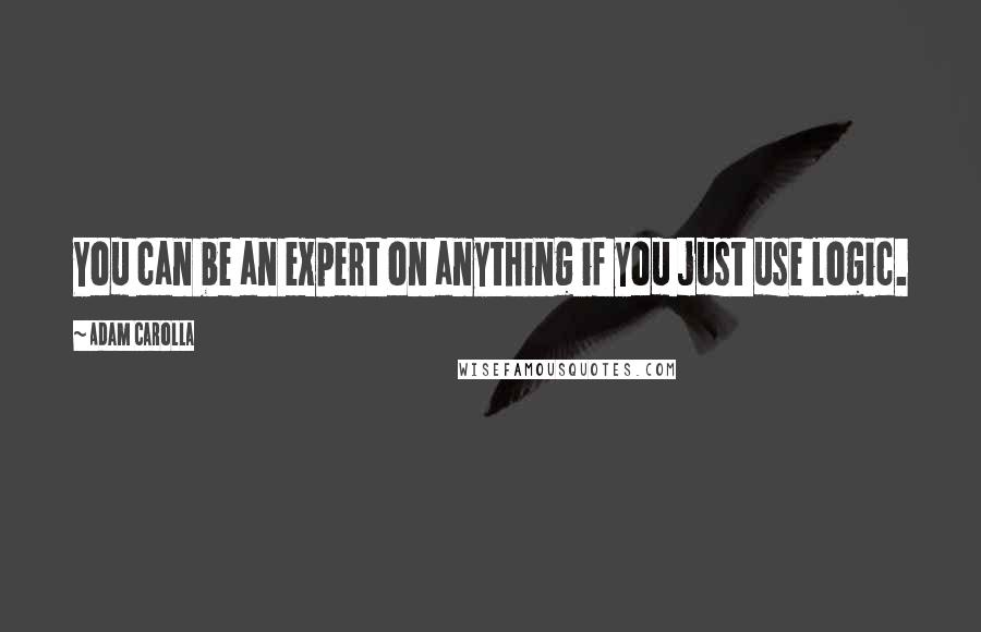 Adam Carolla Quotes: You can be an expert on anything if you just use logic.