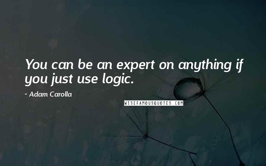 Adam Carolla Quotes: You can be an expert on anything if you just use logic.