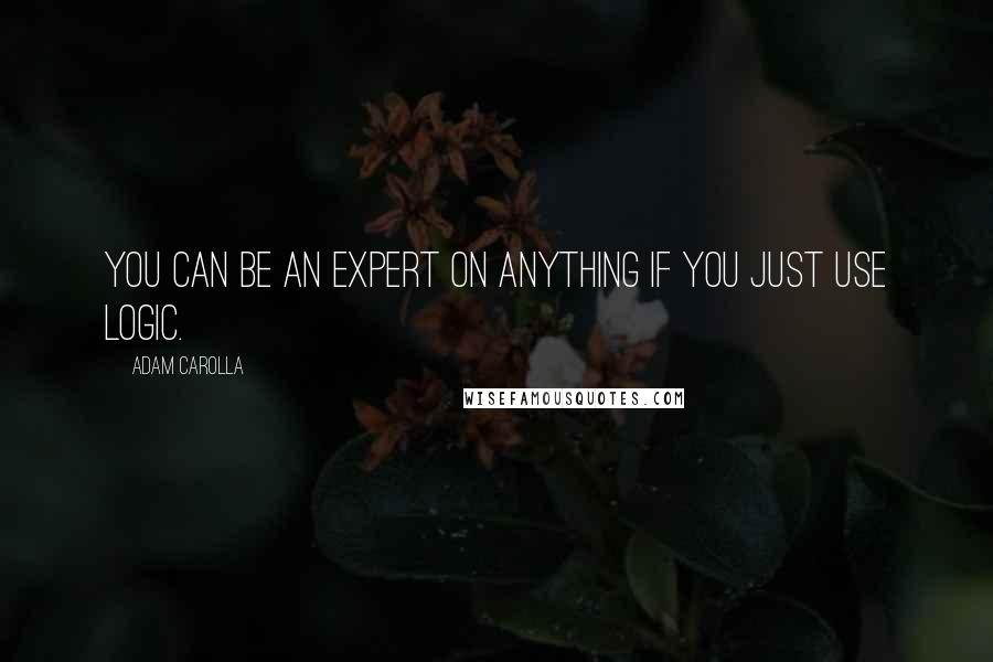 Adam Carolla Quotes: You can be an expert on anything if you just use logic.