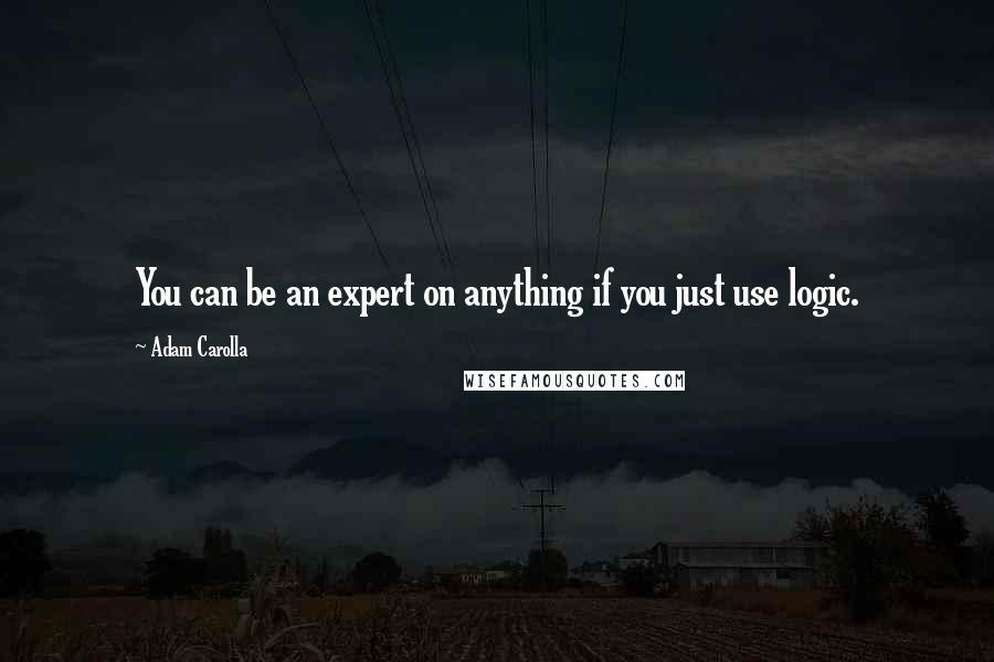 Adam Carolla Quotes: You can be an expert on anything if you just use logic.