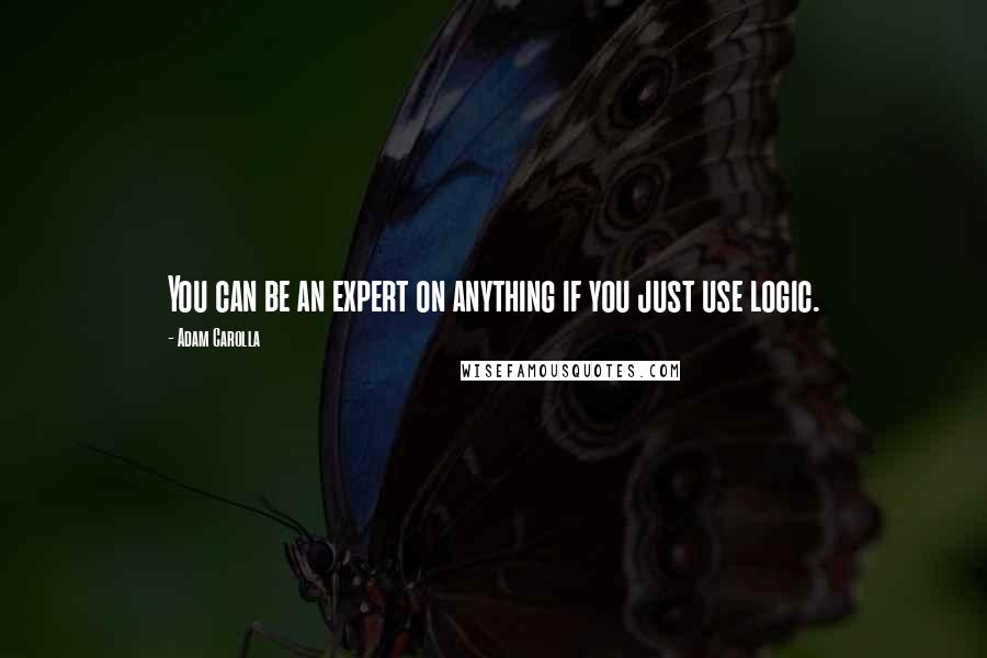 Adam Carolla Quotes: You can be an expert on anything if you just use logic.