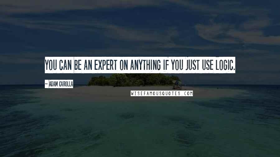 Adam Carolla Quotes: You can be an expert on anything if you just use logic.