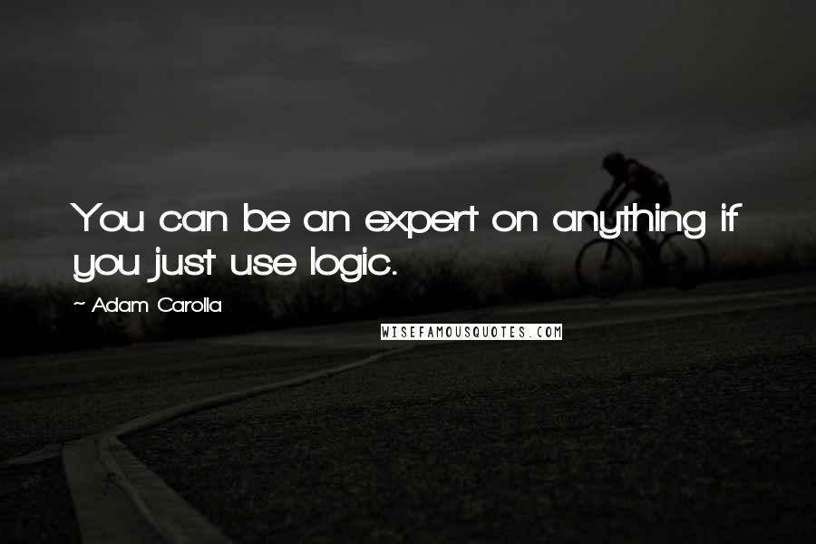 Adam Carolla Quotes: You can be an expert on anything if you just use logic.